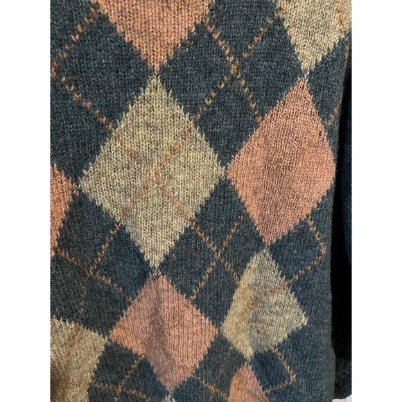 Vintage Wool McGeorge Shetland Sweater Mens Large Blue Argyle Scotland 80s 90s - Picture 2 of 9